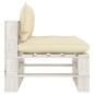 vidaXL Garten-Paletten-Mittelsofa mit Kissen in Creme Holz vidaXL Garten-Paletten-Mittelsofa mit Kissen in Creme Holz