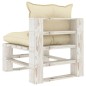vidaXL Garten-Paletten-Mittelsofa mit Kissen in Creme Holz vidaXL Garten-Paletten-Mittelsofa mit Kissen in Creme Holz
