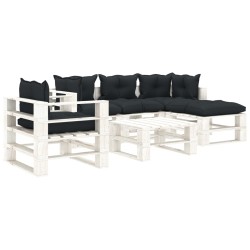 vidaXL 6-tlg. Garten-Lounge-Set Paletten mit Anthrazit-Kissen Holz