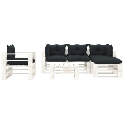vidaXL 6-tlg. Garten-Lounge-Set Paletten mit Anthrazit-Kissen Holz