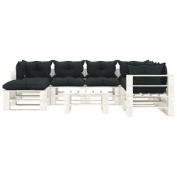 vidaXL 8-tlg. Garten-Lounge-Set Paletten mit Kissen in Anthrazit Holz