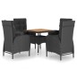 vidaXL 5-tlg. Garten-Essgruppe Poly Rattan und Akazienholz Schwarz vidaXL 5-tlg. Garten-Essgruppe Poly Rattan und Akazienholz Schwarz