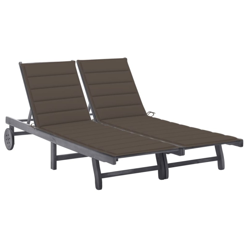 vidaXL 2-Personen-Sonnenliege mit Auflage Grau Akazie Massivholz vidaXL 2-Personen-Sonnenliege mit Auflage Grau Akazie Massivholz