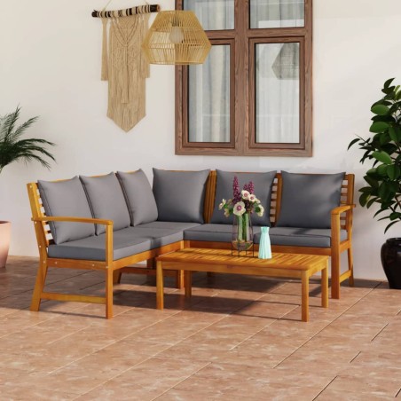 vidaXL 4-tlg. Garten-Lounge-Set mit Auflagen Massivholz Akazie
