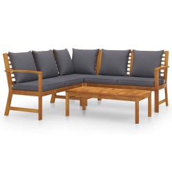 vidaXL 4-tlg. Garten-Lounge-Set mit Auflagen Massivholz Akazie