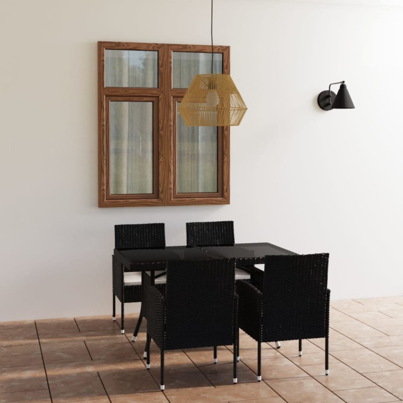 vidaXL 5-tlg. Garten-Essgruppe Poly Rattan Schwarz vidaXL 5-tlg. Garten-Essgruppe Poly Rattan Schwarz