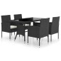 vidaXL 5-tlg. Garten-Essgruppe Poly Rattan Schwarz vidaXL 5-tlg. Garten-Essgruppe Poly Rattan Schwarz