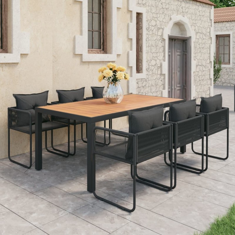 vidaXL 7-tlg. Garten-Essgruppe PVC Rattan Schwarz und Braun vidaXL 7-tlg. Garten-Essgruppe PVC Rattan Schwarz und Braun