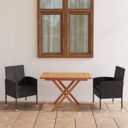 vidaXL 3-tlg. Garten-Essgruppe Poly Rattan & Massivholz Akazie Schwarz