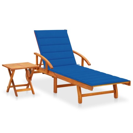 vidaXL Sonnenliege mit Tisch und Auflage Akazie Massivholz 
