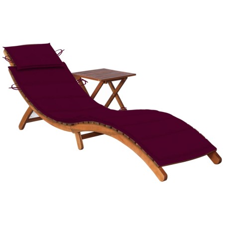 vidaXL Sonnenliege mit Tisch und Auflage Massivholz Akazie 