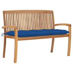 vidaXL Stapelbare Gartenbank mit Auflage 128,5 cm Massivholz Teak