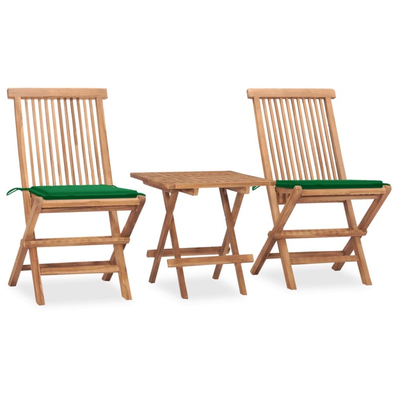 vidaXL 3-tlg. Garten-Essgruppe mit Kissen Klappbar Massivholz Teak vidaXL 3-tlg. Garten-Essgruppe mit Kissen Klappbar Massivholz Teak