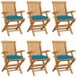 vidaXL Gartenstühle mit Hellblauen Kissen 6 Stk. Massivholz Teak vidaXL Gartenstühle mit Hellblauen Kissen 6 Stk. Massivholz Teak