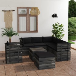 vidaXL 8-tlg. Garten-Sofagarnitur aus Paletten mit Kissen Kiefernholz