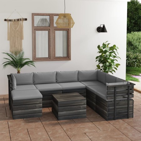 vidaXL 8-tlg. Garten-Sofagarnitur aus Paletten mit Kissen Kiefernholz