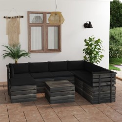 vidaXL 8-tlg. Garten-Sofagarnitur aus Paletten mit Kissen Kiefernholz