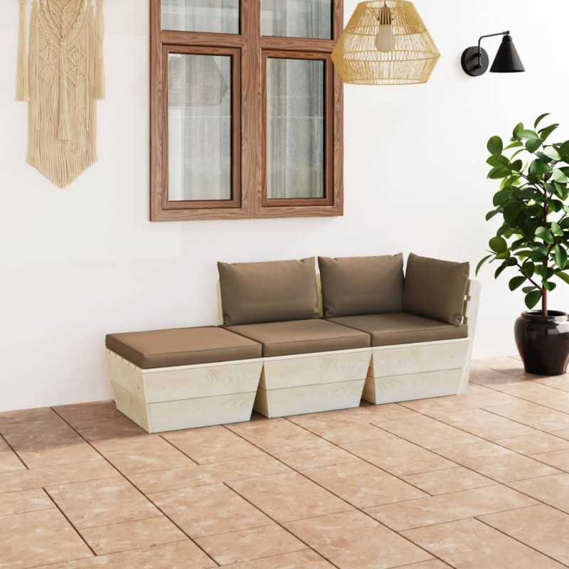 vidaXL 3-tlg. Garten-Sofagarnitur aus Paletten mit Kissen Fichtenholz vidaXL 3-tlg. Garten-Sofagarnitur aus Paletten mit Kissen Fichtenholz