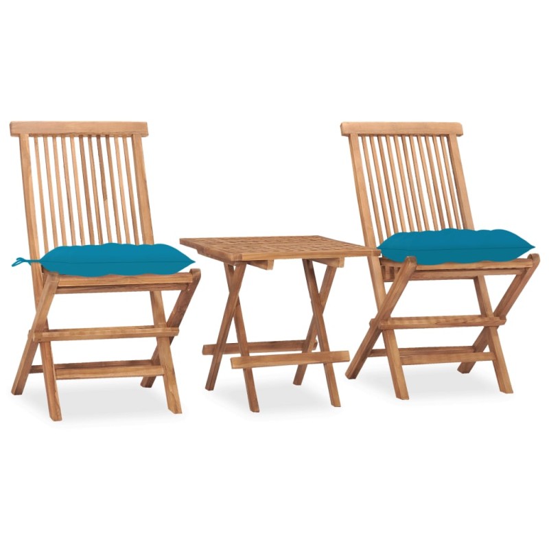 vidaXL 3-tlg. Garten-Essgruppe mit Kissen Klappbar Massivholz Teak vidaXL 3-tlg. Garten-Essgruppe mit Kissen Klappbar Massivholz Teak