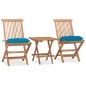 vidaXL 3-tlg. Garten-Essgruppe mit Kissen Klappbar Massivholz Teak vidaXL 3-tlg. Garten-Essgruppe mit Kissen Klappbar Massivholz Teak
