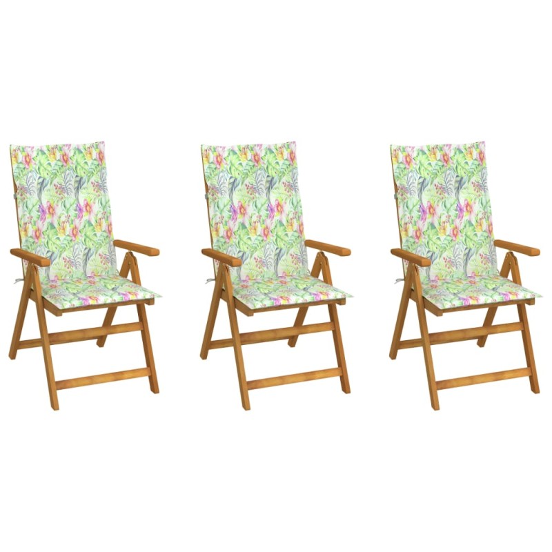 vidaXL Klappbare Gartenstühle 3 Stk. mit Auflagen Massivholz Akazie vidaXL Klappbare Gartenstühle 3 Stk. mit Auflagen Massivholz Akazie