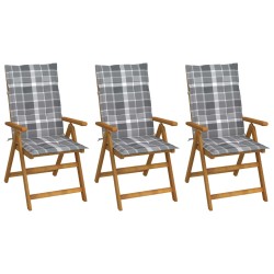 vidaXL Klappbare Gartenstühle 3 Stk. mit Auflagen Massivholz Akazie