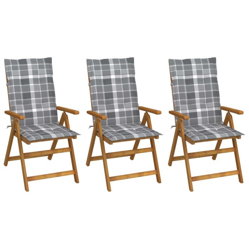 vidaXL Klappbare Gartenstühle 3 Stk. mit Auflagen Massivholz Akazie vidaXL Klappbare Gartenstühle 3 Stk. mit Auflagen Massivholz Akazie