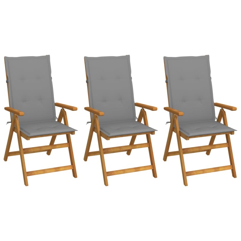 vidaXL Klappbare Gartenstühle 3 Stk. mit Auflagen Massivholz Akazie vidaXL Klappbare Gartenstühle 3 Stk. mit Auflagen Massivholz Akazie