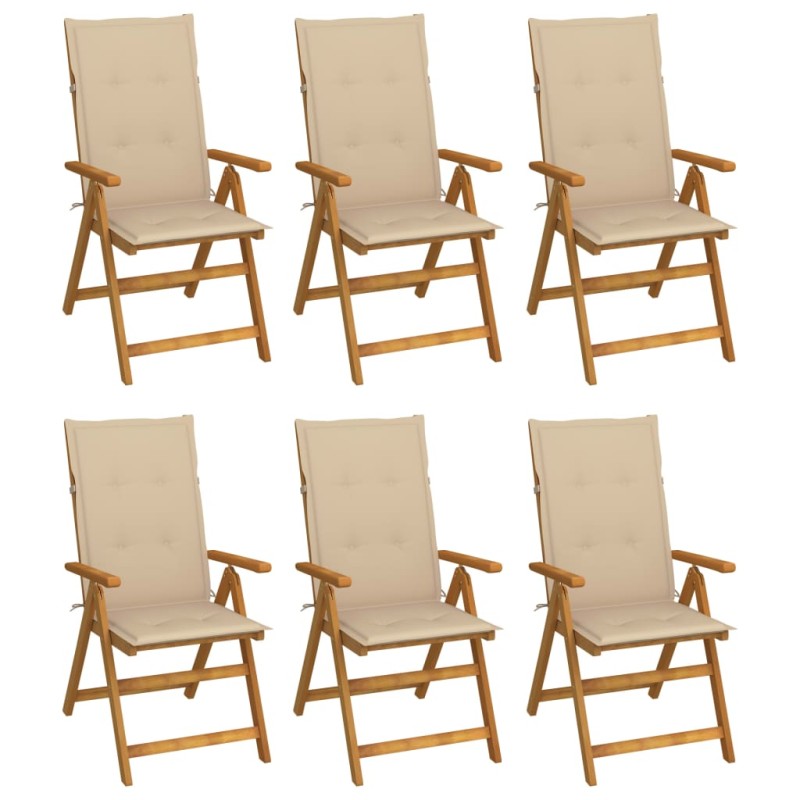 vidaXL Klappbare Gartenstühle 6 Stk. mit Auflagen Massivholz Akazie vidaXL Klappbare Gartenstühle 6 Stk. mit Auflagen Massivholz Akazie