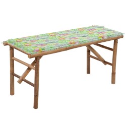 vidaXL Klappbare Gartenbank mit Auflage 118 cm Bambus