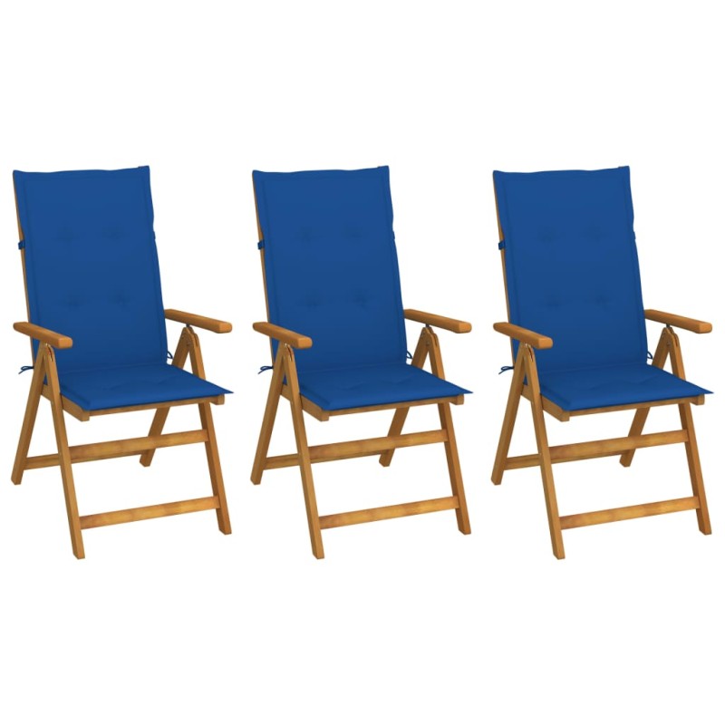 vidaXL Klappbare Gartenstühle 3 Stk. mit Auflagen Massivholz Akazie vidaXL Klappbare Gartenstühle 3 Stk. mit Auflagen Massivholz Akazie