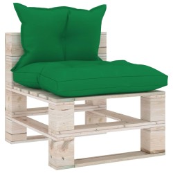 vidaXL Outdoor-Mittelsofa Paletten mit Kissen Kiefernholz