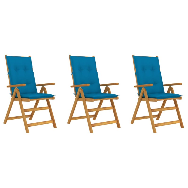 vidaXL Klappbare Gartenstühle 3 Stk. mit Auflagen Massivholz Akazie vidaXL Klappbare Gartenstühle 3 Stk. mit Auflagen Massivholz Akazie