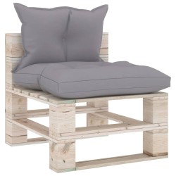 vidaXL Outdoor-Mittelsofa Paletten mit Kissen Kiefernholz
