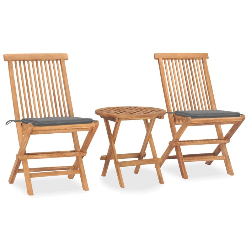 vidaXL 3-tlg. Garten-Essgruppe mit Kissen Klappbar Massivholz Teak vidaXL 3-tlg. Garten-Essgruppe mit Kissen Klappbar Massivholz Teak