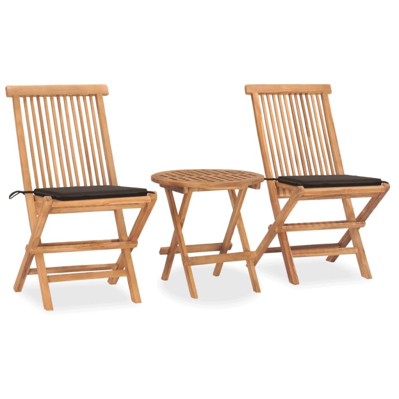vidaXL 3-tlg. Garten-Essgruppe mit Kissen Klappbar Massivholz Teak vidaXL 3-tlg. Garten-Essgruppe mit Kissen Klappbar Massivholz Teak