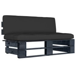 vidaXL Garten-Mittelsofa aus Paletten Schwarz Kiefernholz Imprägniert