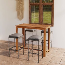 vidaXL 5-tlg. Gartenbar-Set mit Kissen Grau