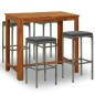vidaXL 5-tlg. Gartenbar-Set mit Kissen Grau vidaXL 5-tlg. Gartenbar-Set mit Kissen Grau