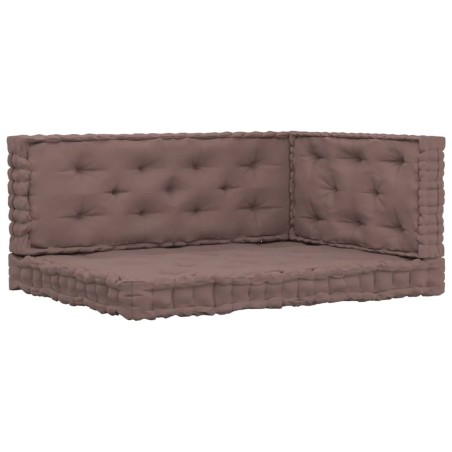 vidaXL Palettenkissen 3-tlg. Taupe Baumwolle 