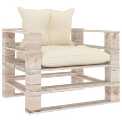 vidaXL Garten-Palettensofa mit Cremeweißen Kissen Kiefernholz