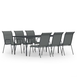 vidaXL 7-tlg. Garten-Essgruppe Stahl Schwarz