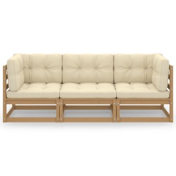 vidaXL 3-Sitzer-Gartensofa mit Kissen Kiefer Massivholz