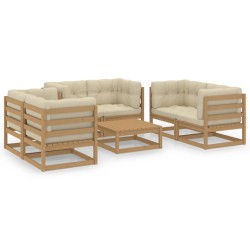 vidaXL 7-tlg. Garten-Lounge-Set mit Kissen Kiefer Massivholz