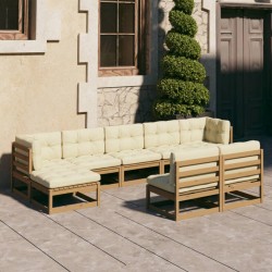 vidaXL 9-tlg Garten-Lounge-Set mit Kissen Honigbraun Massivholz Kiefer