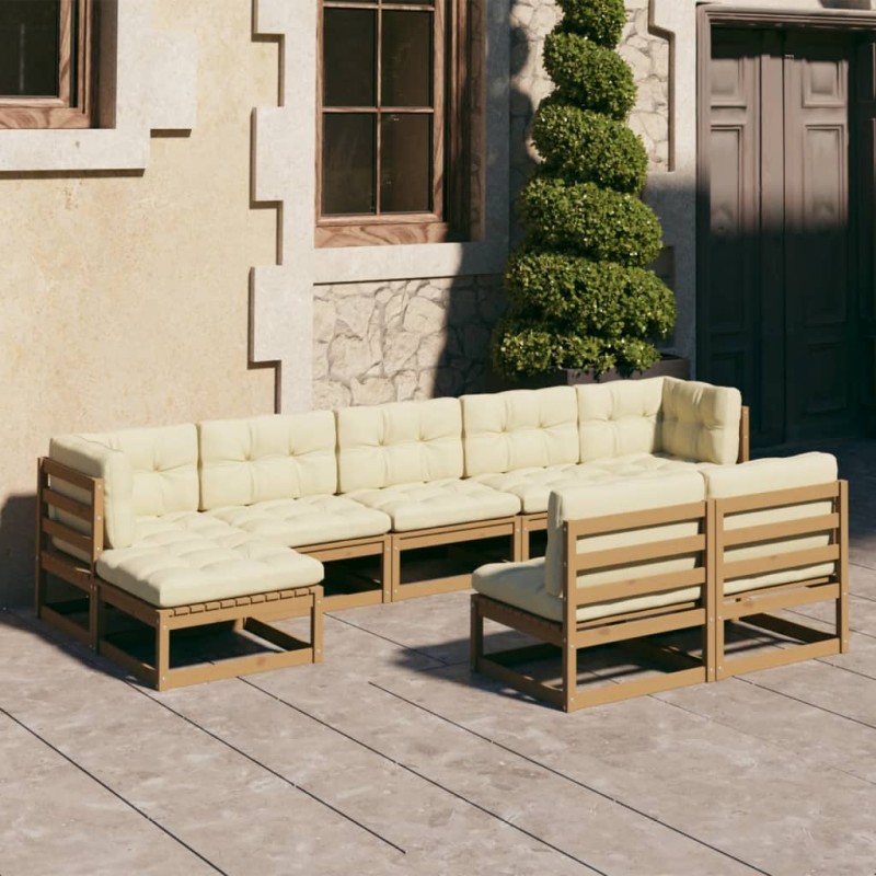 vidaXL 9-tlg Garten-Lounge-Set mit Kissen Honigbraun Massivholz Kiefer vidaXL 9-tlg Garten-Lounge-Set mit Kissen Honigbraun Massivholz Kiefer