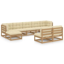 vidaXL 9-tlg Garten-Lounge-Set mit Kissen Honigbraun Massivholz Kiefer