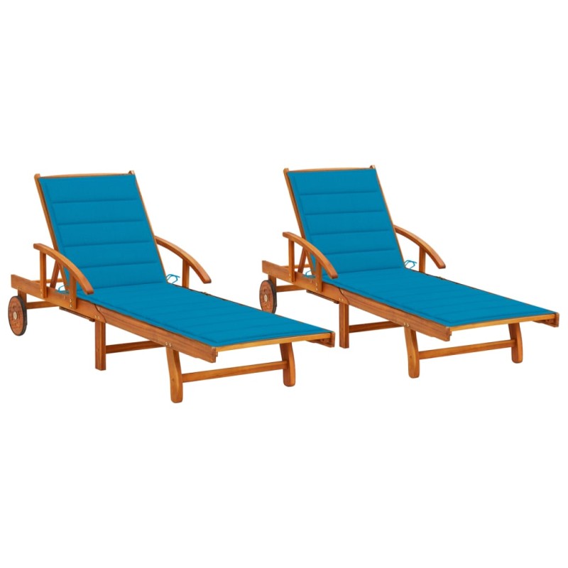vidaXL Sonnenliegen 2 Stk. mit Auflagen Massivholz Akazie vidaXL Sonnenliegen 2 Stk. mit Auflagen Massivholz Akazie