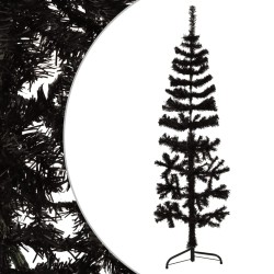 vidaXL Künstlicher Halb-Weihnachtsbaum Ständer Schlank Schwarz 120 cm