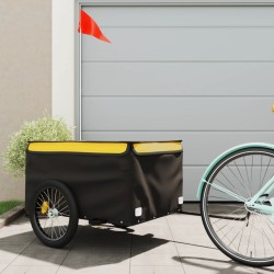 vidaXL Lastenanhänger für Fahrrad Schwarz und Gelb 45 kg Eisen